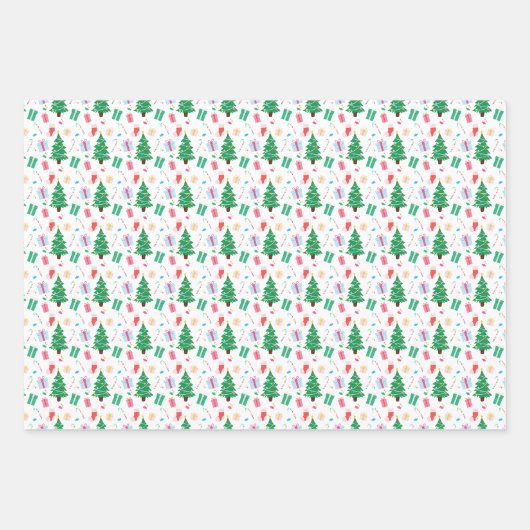 Preppy Christmas Tree Gift Snoep Inpakpapier Vel (Voorkant)