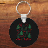 Preppy Christmas Tree Merry Xmas Girly Coquette Ki Sleutelhanger (Voorkant)