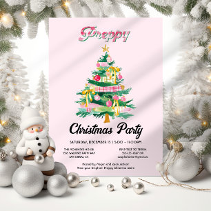 Preppy Christmas Tree Party Kaart