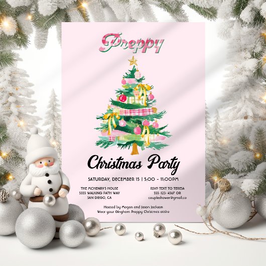 Preppy Christmas Tree Party Kaart