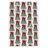 Preppy Christmas Tree Red Bow Hand Drawn Coquette Medium Cadeauzakje (Voorkant)