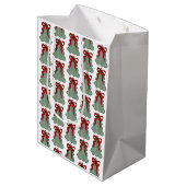 Preppy Christmas Tree Red Bow Hand Drawn Coquette Medium Cadeauzakje (Achterkant Gekanteld)