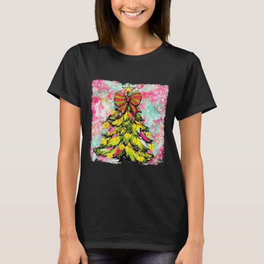 Preppy Christmas Tree Sungles Coquette Xmas Girly  T-shirt (Voorkant)