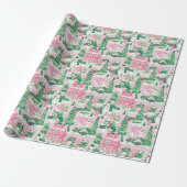 Preppy Christmas Village Scene Wrapping Paper Cadeaupapier (Uitgerold)