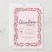 Preppy Christmas Wreath & Bow Party Invitation Kaart (Voorkant)