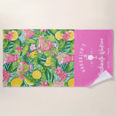 Preppy citroen cocktail | vrijgezellenweekend strandlaken (Voorkant)