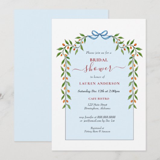 Preppy Citrus Arch lijst winter Vrijgezellenfeest Kaart (Voorkant / Achterkant)