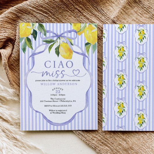 Preppy Citrus Ciao Miss Bruidsfeest Uitnodiging