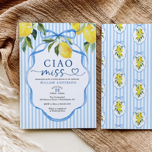Preppy Citrus Ciao Miss Bruidsfeest Uitnodiging