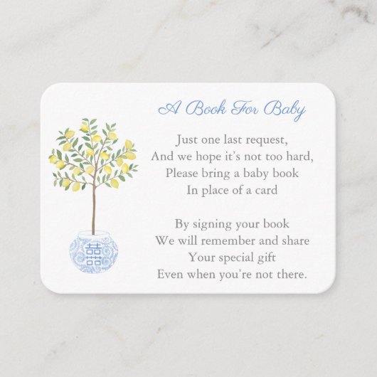 Preppy Citrus Lemon Tree brengt een Baby shower ui Informatiekaartje (Voorkant)