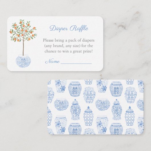 Preppy Citrus Tree Luier Raffle Baby shower Informatiekaartje (Voorkant / Achterkant)