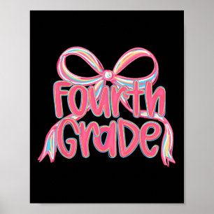 Preppy Ck naar school 4e klas roze Coquette strik Poster