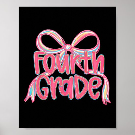 Preppy Ck naar school 4e klas roze Coquette strik  Poster (Voorkant)