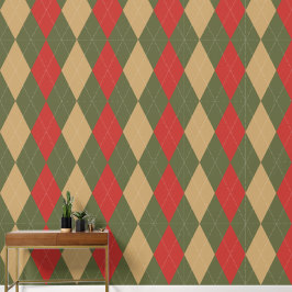 Preppy Classic Argyle Army Green, Barn Red & Khaki Behang