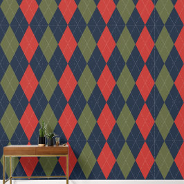 Preppy Classic Argyle Navy, Barn Red & Army Green Behang