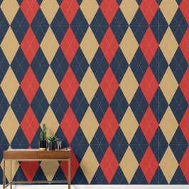 Preppy Classic Argyle Navy, Barn Red & Khaki Behang