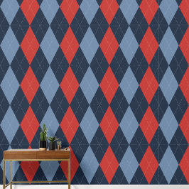Preppy Classic Argyle Navy, Barn Red & Smoke Blue Behang