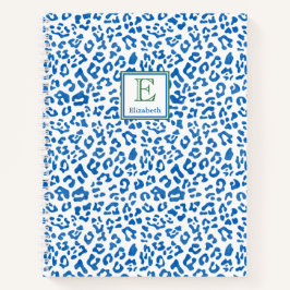 Preppy Classic Blauw Dier Print & Groen Monogram Notitieboek
