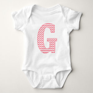 Preppy Classic Pink Chevron Letter G Monogram Romper