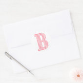 Preppy Classic roze Chevon Letter B Monogram Ronde Sticker (Envelop)