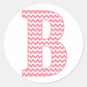 Preppy Classic roze Chevon Letter B Monogram Ronde Sticker
