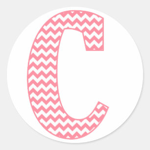 Preppy Classic roze Chevon Letter C Monogram Ronde Sticker