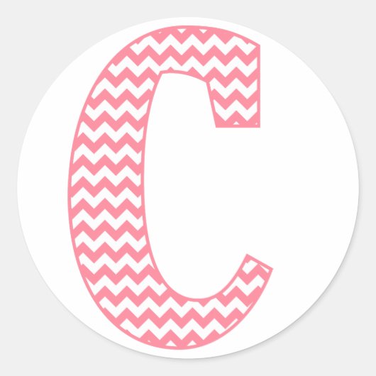 Preppy Classic roze Chevon Letter C Monogram Ronde Sticker (Voorkant)