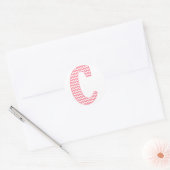 Preppy Classic roze Chevon Letter C Monogram Ronde Sticker (Envelop)