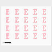 Preppy Classic roze Chevon Letter E Monogram Ronde Sticker (Vel)