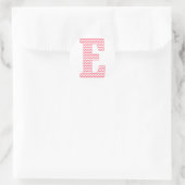 Preppy Classic roze Chevon Letter E Monogram Ronde Sticker (Tas)