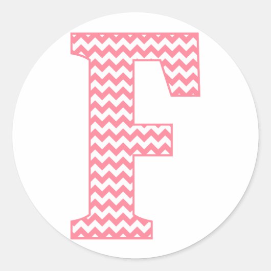 Preppy Classic roze Chevon Letter F Monogram Ronde Sticker (Voorkant)