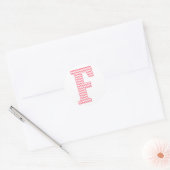 Preppy Classic roze Chevon Letter F Monogram Ronde Sticker (Envelop)