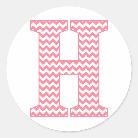 Preppy Classic Roze Chevon Letter H Monogram Ronde Sticker (Voorkant)