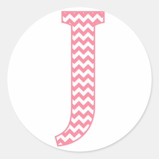 Preppy Classic Roze Chevon Letter J Monogram Ronde Sticker (Voorkant)