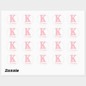 Preppy Classic Roze Chevon Letter K Monogram Ronde Sticker (Vel)