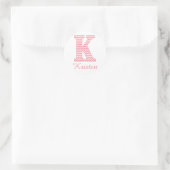 Preppy Classic Roze Chevon Letter K Monogram Ronde Sticker (Tas)