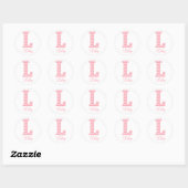 Preppy Classic roze Chevon Letter L Monogram Ronde Sticker (Vel)