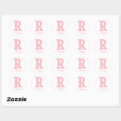 Preppy Classic Roze Chevon Letter R Monogram Ronde Sticker (Vel)