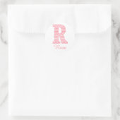 Preppy Classic Roze Chevon Letter R Monogram Ronde Sticker (Tas)