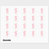 Preppy Classic roze Chevon Letter S Monogram Ronde Sticker (Vel)