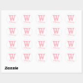 Preppy Classic Roze Chevon Letter W Monogram Ronde Sticker (Vel)
