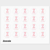 Preppy Classic Roze Chevon Letter Z Monogram Ronde Sticker (Vel)