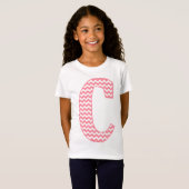 Preppy Classic Roze Chevron Letter C Monogram T-shirt (Voorkant volledig)