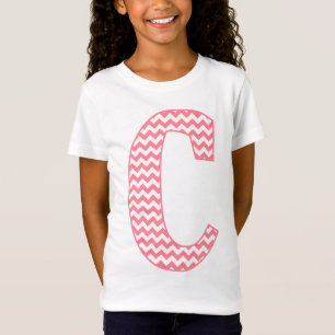 Preppy Classic Roze Chevron Letter C Monogram T-shirt