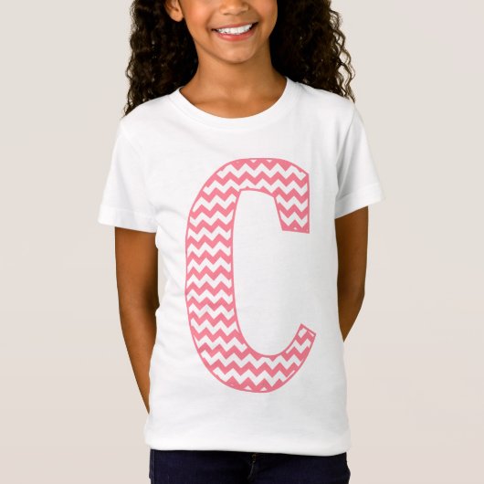 Preppy Classic Roze Chevron Letter C Monogram T-shirt (Voorkant)