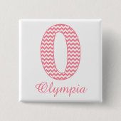 Preppy Classic Roze Chevron Letter O Monogram Vierkante Button 5,1 Cm (Voorkant)