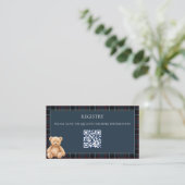 Preppy Classic Teddy Bear Baby Shower  Informatiekaartje (Staand voorkant)
