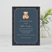 Preppy Classic Teddy Bear Baby Shower Kaart (Staand voorkant)