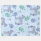 Preppy Classic Zebra's en Martinis Blue Fleece Deken (Voorkant (Horizontaal))