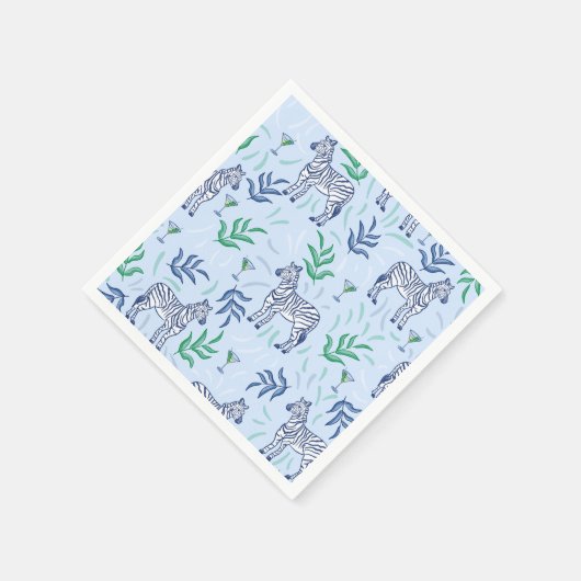 Preppy Classic Zebra's en Martinis Blue Servet (Hoek)